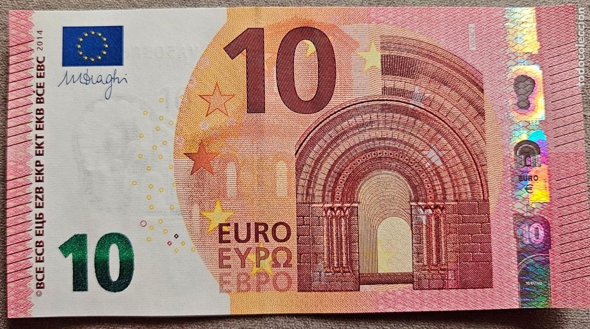 Billetes espa&ntilde;oles: BILLETE 10 EUROS ESPA&Ntilde;A 2013 PLANCHA - FIRMA DRAGHI - SERIE VA - PLANCHA NUMERO V004C2 - S/C