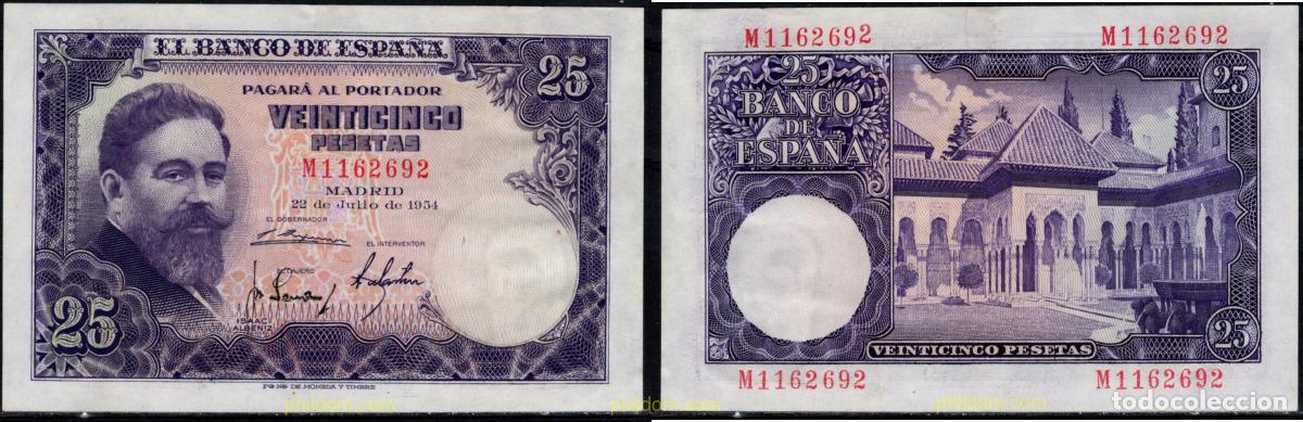 Spanische Banknoten: 11153 ESPA&Ntilde;A 1954 25 Pesetas 22 de julio 1954 - Isaac Albeniz