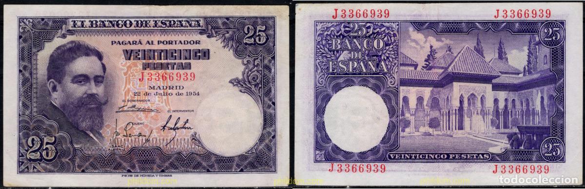 Spanische Banknoten: 11156 ESPA&Ntilde;A 1954 25 Pesetas 22 de julio 1954 - Isaac Albeniz