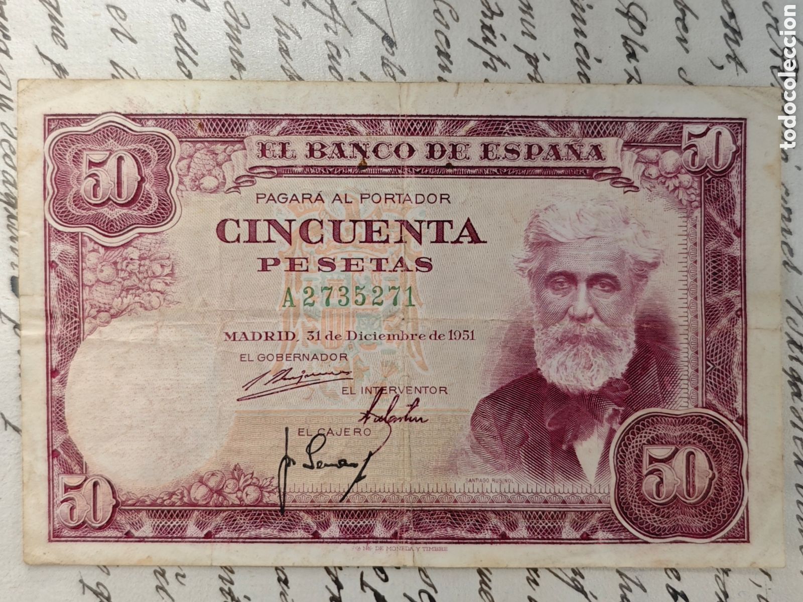 Billets espagnols: 50 pesetas de 1951 serie A