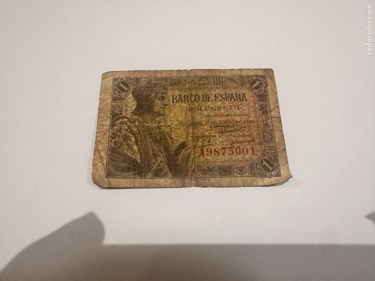 Spanish Banknotes: BILLETE UNA PESETA 21 DE MAYO DE 1943