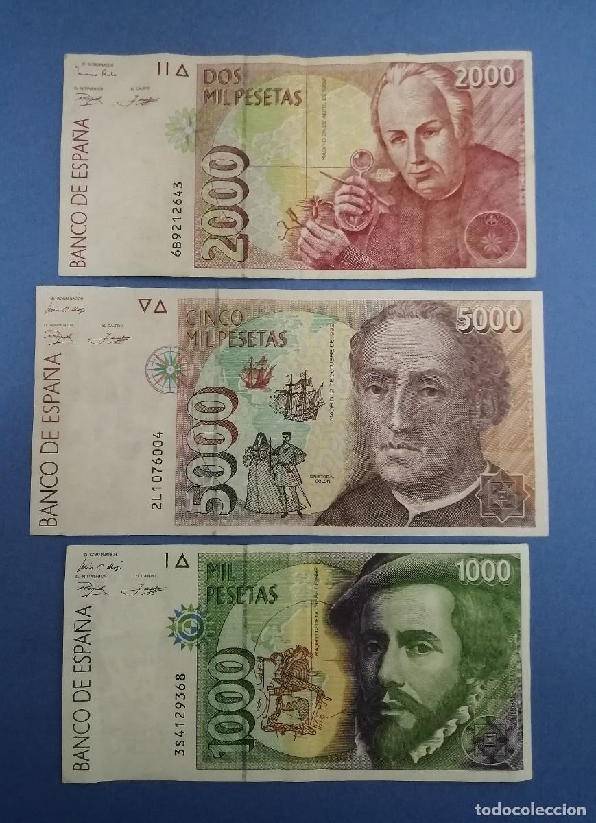 Billetes espa&ntilde;oles: BILLETES 1000, 2000 Y 5000 PESETAS 1992 - Foto 1