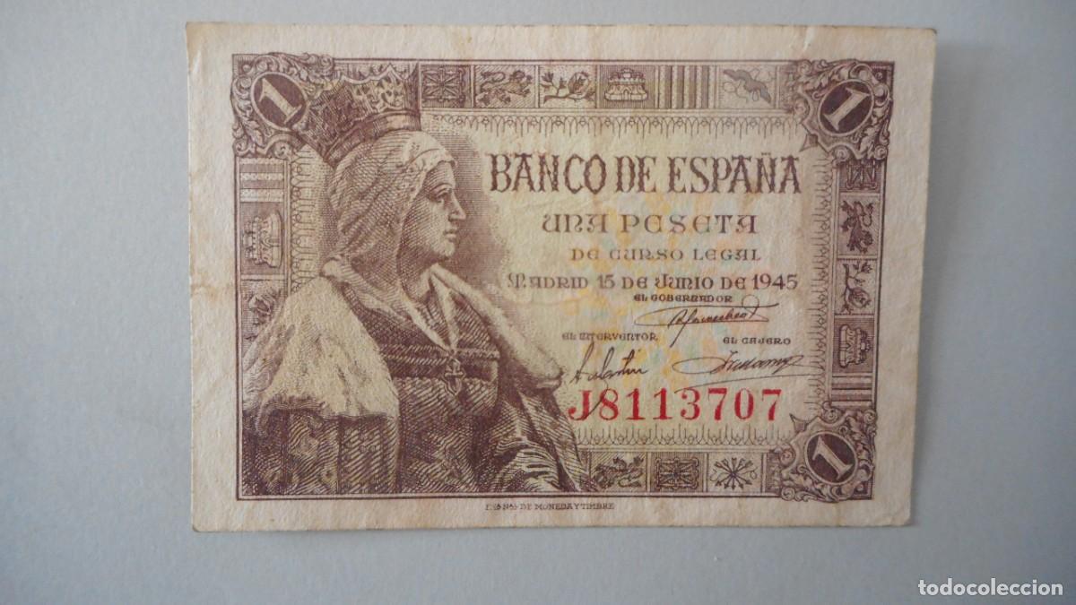 Billetes espa&ntilde;oles: 1 PESETA 1945 / CIRCULADA - Foto 1