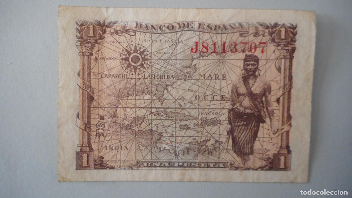 Billetes espa&ntilde;oles: 1 PESETA 1945 / CIRCULADA - Foto 2