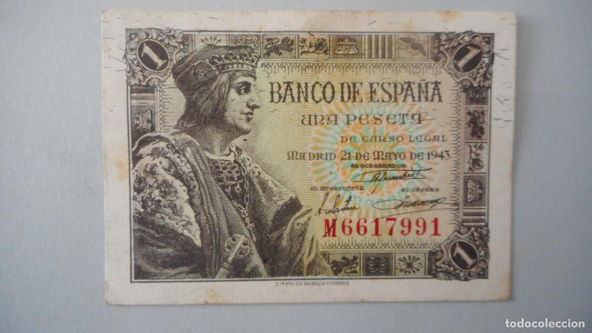 Billetes espa&ntilde;oles: 1 PESETA 1943 / CIRCULADA - Foto 1