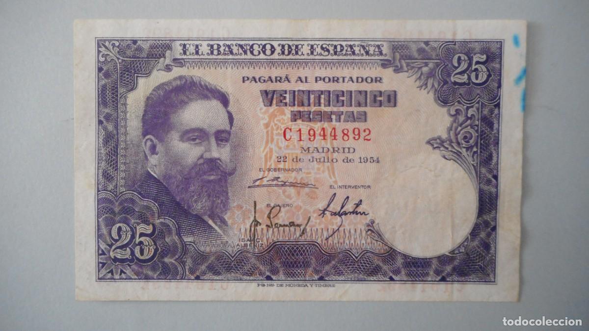 Billetes espa&ntilde;oles: 25 PESETAS 1954/ CIRCULADO - Foto 1