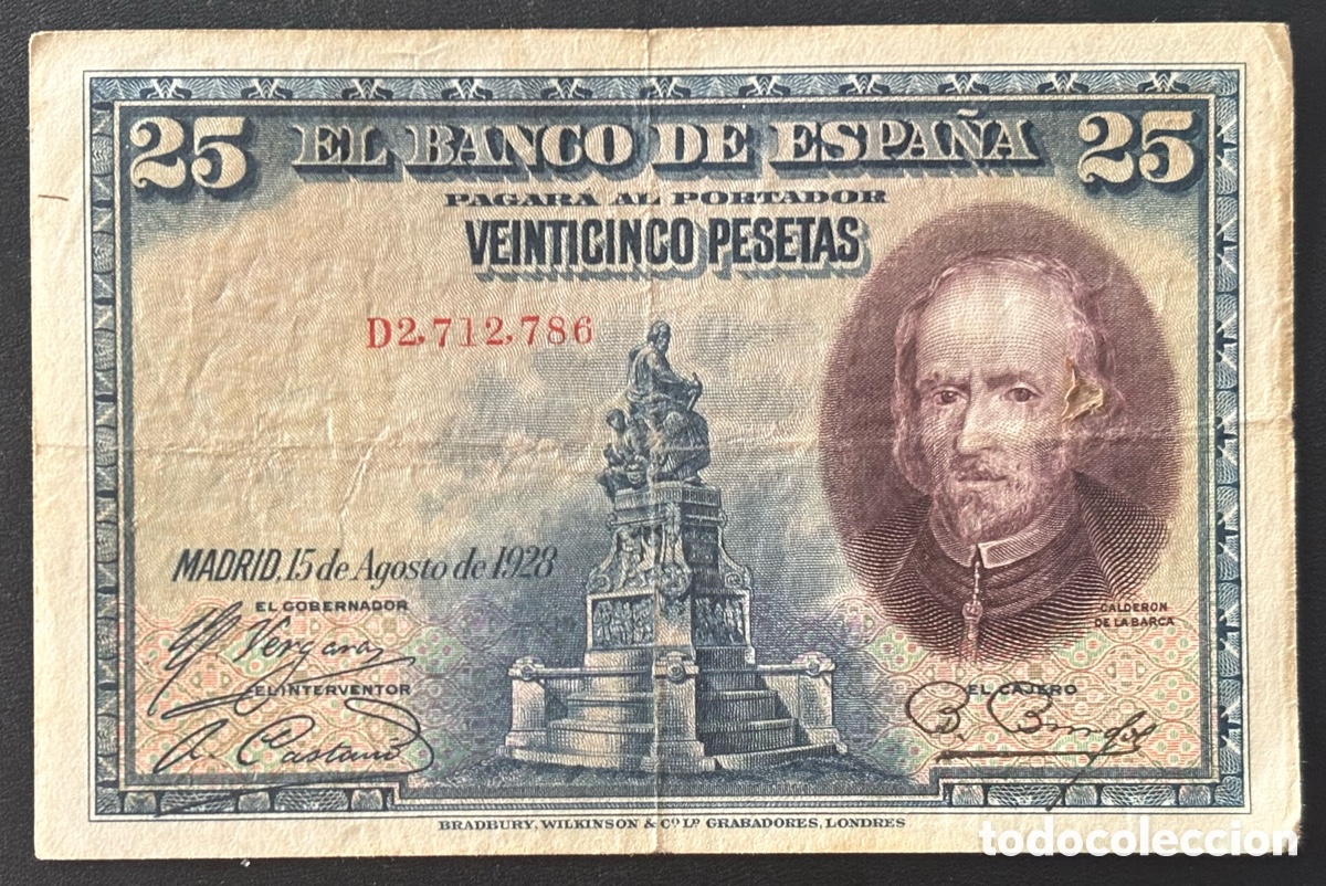 Billetes espa&ntilde;oles: Espa&ntilde;a - 25 pesetas 1928 - Foto 1