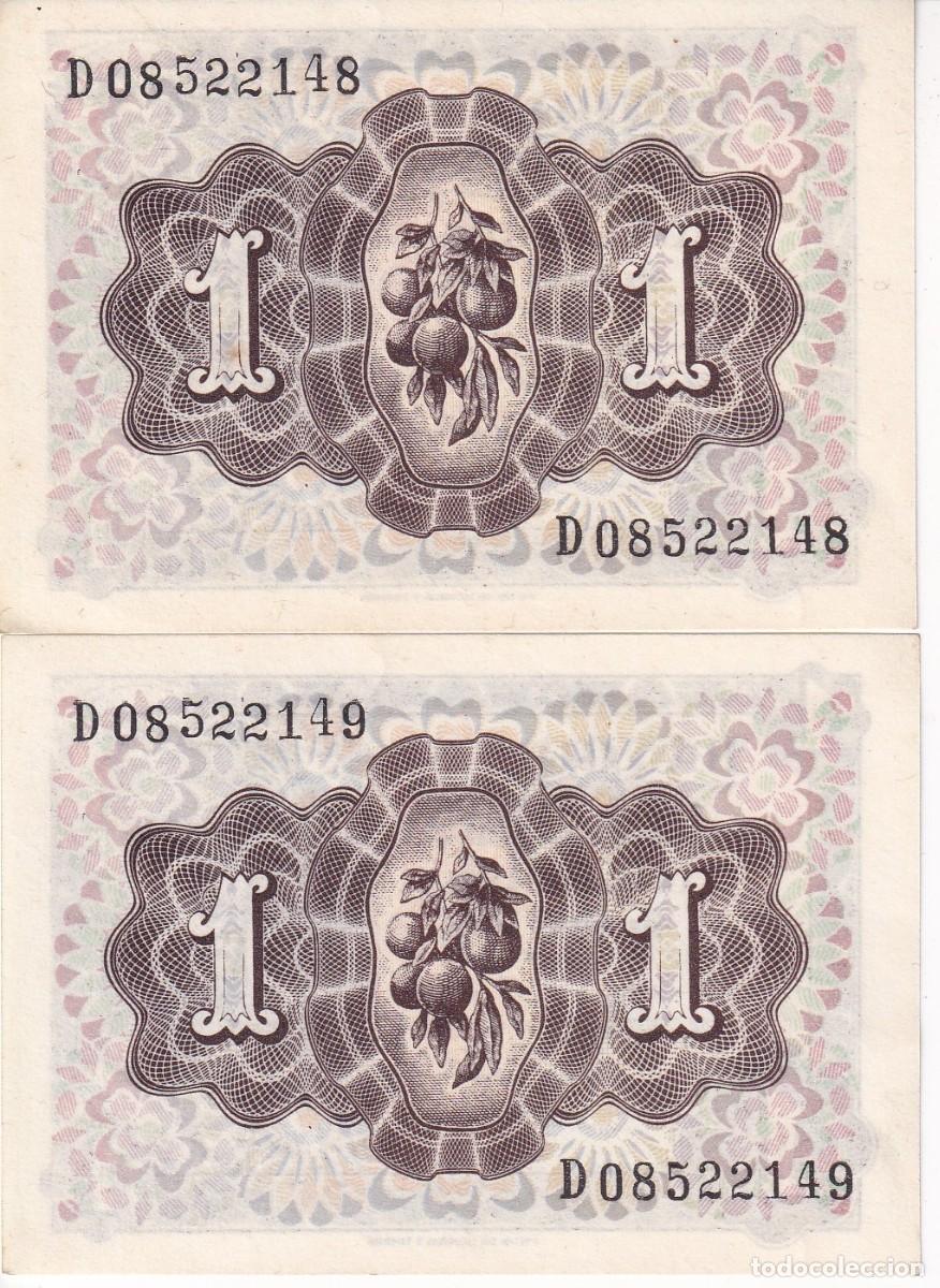 Spanish Banknotes: PAREJA CORRELATIVA DE 1 PESETA DEL A&Ntilde;O 1948 DE DAMA DE ELCHE SERIE D SIN CIRCULAR (SC)