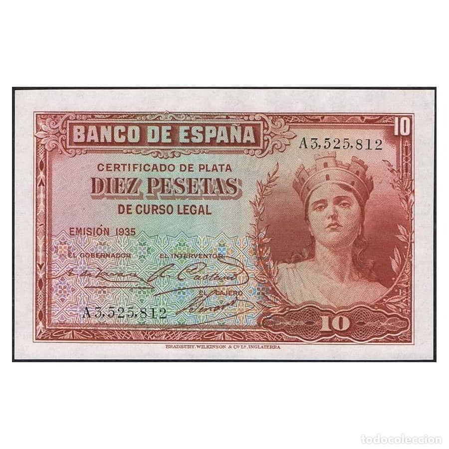 Billets espagnols: Espa&ntilde;a 1935 [BLL] 10 pts. Certificado de Plata (UNC)