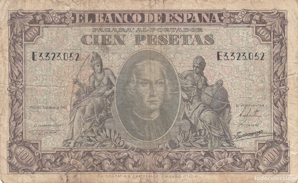 Billetes espa&ntilde;oles: BILLETE: 100 PESETAS 1940 - SERIE E - Foto 1