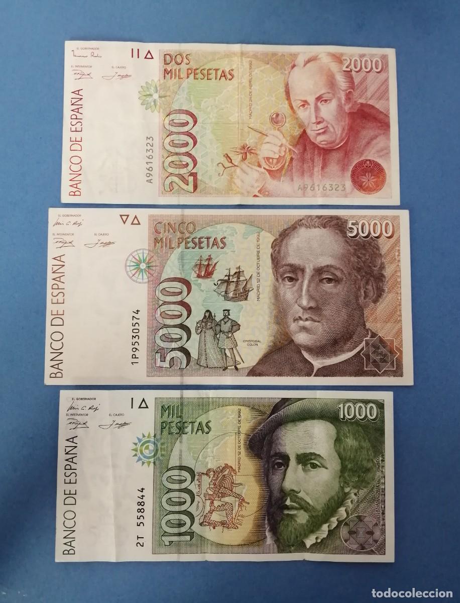 Spanische Banknoten: BILLETES 2000, 1000 Y 5000 PESETAS 1992