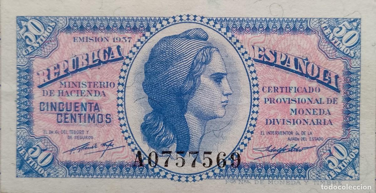 Billetes espa&ntilde;oles: BILLETE DE 50 CENTIMOS 1937 REPUBLICA S/C - Foto 1