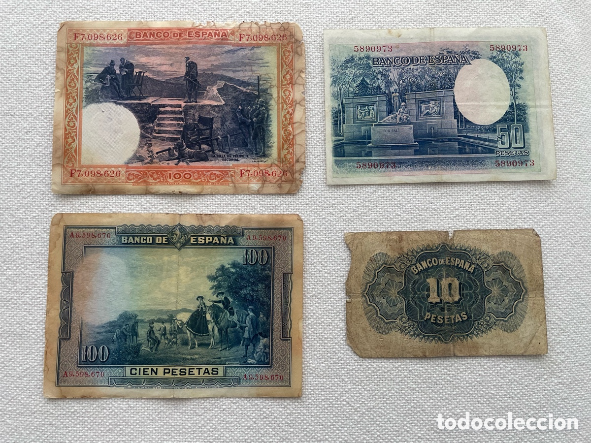 Billetes espa&ntilde;oles: Lote 4 billetes Espa&ntilde;a - Foto 2