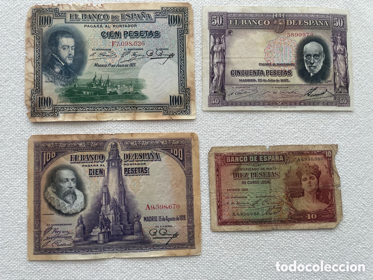 Billetes espa&ntilde;oles: Lote 4 billetes Espa&ntilde;a - Foto 1