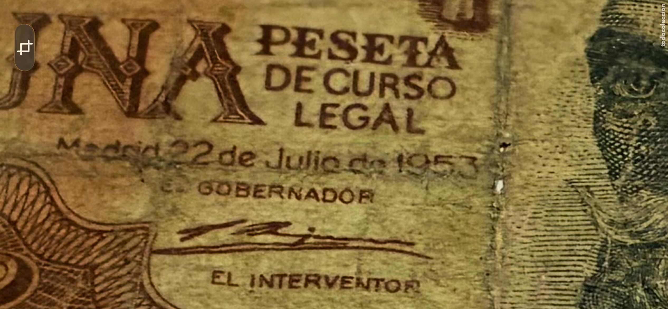 Billetes espa&ntilde;oles: PESETA, CERVANTES 1953 - Foto 2