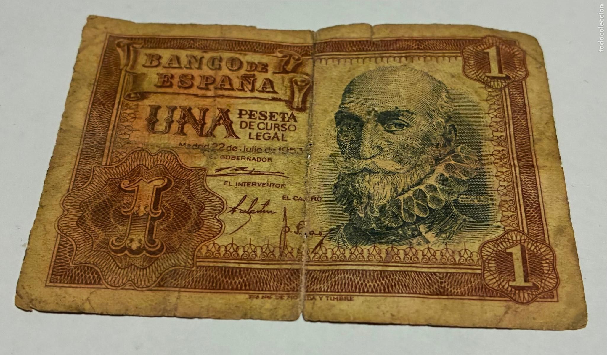 Billetes espa&ntilde;oles: PESETA, CERVANTES 1953