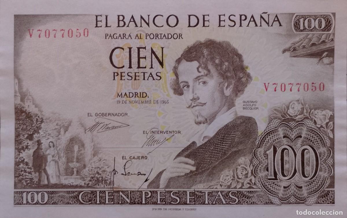Billetes espa&ntilde;oles: BILLETE DE 100 PESETAS 1965 BECQUER S/C- - Foto 1