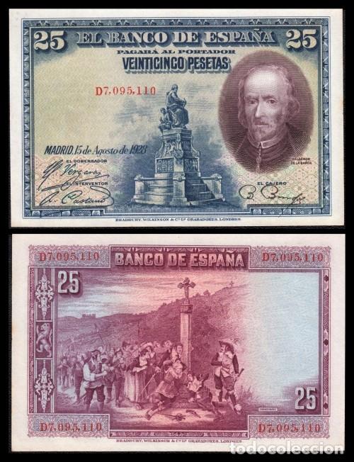 Notas espanholas: Espa&ntilde;a 25 Espa&ntilde;a 15-8-1928 Pick 74b