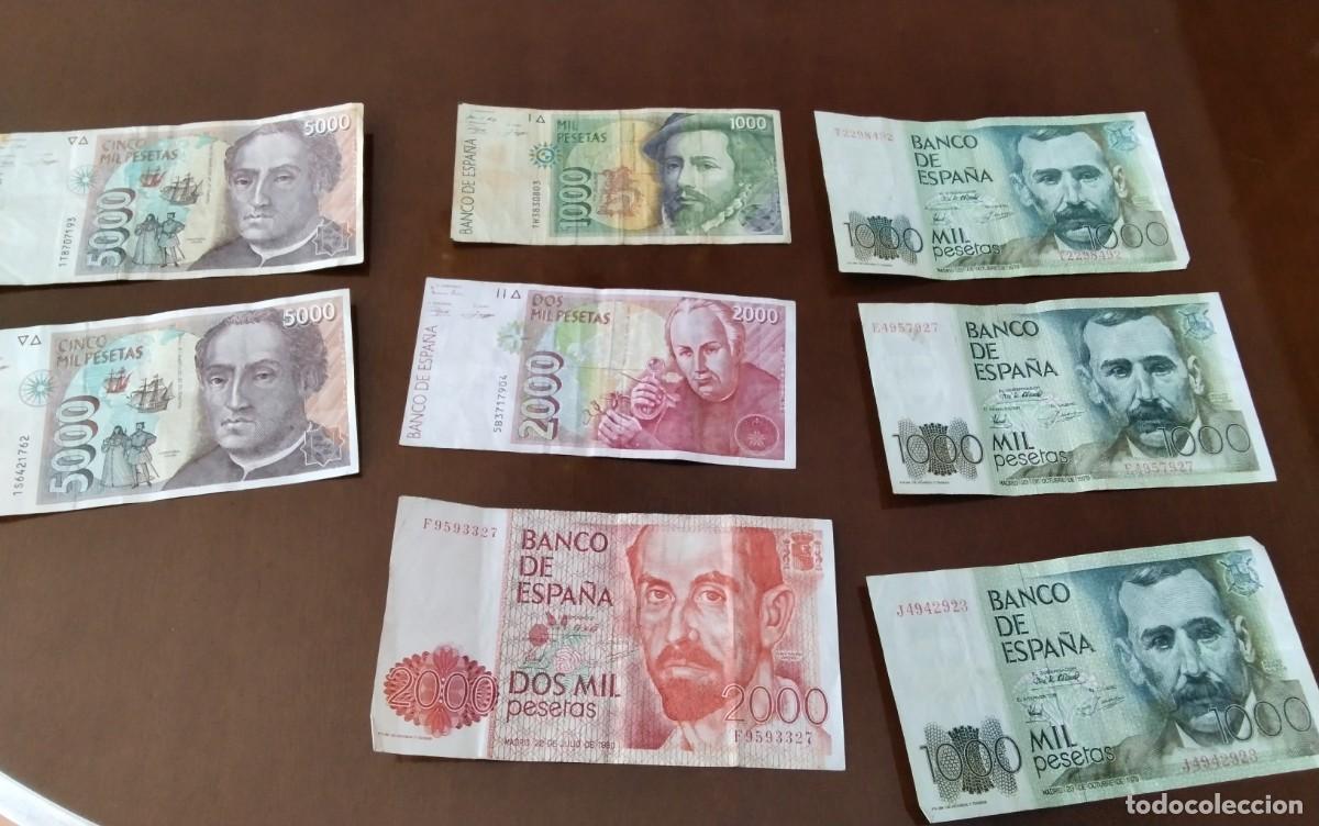 Banconote spagnole: LOTE DE 8 BILLETES - 2 DE 5000 PTS -2 DE 2000 PTS - Y 4 DE 1000 PTS , EN GENERAL BUENA CONSERVACION