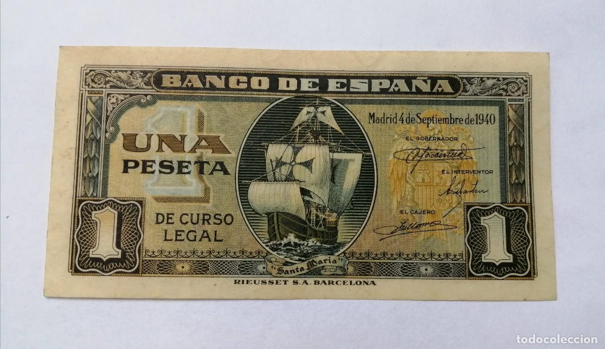 Notas espanholas: BILLETE 1 PESETA 1940 SANTA MAR&Iacute;A SC