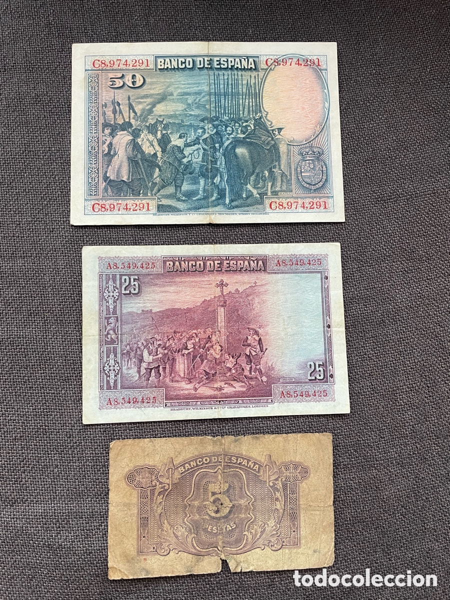 Billetes espa&ntilde;oles: Lote 3 billetes Espa&ntilde;a - Foto 2