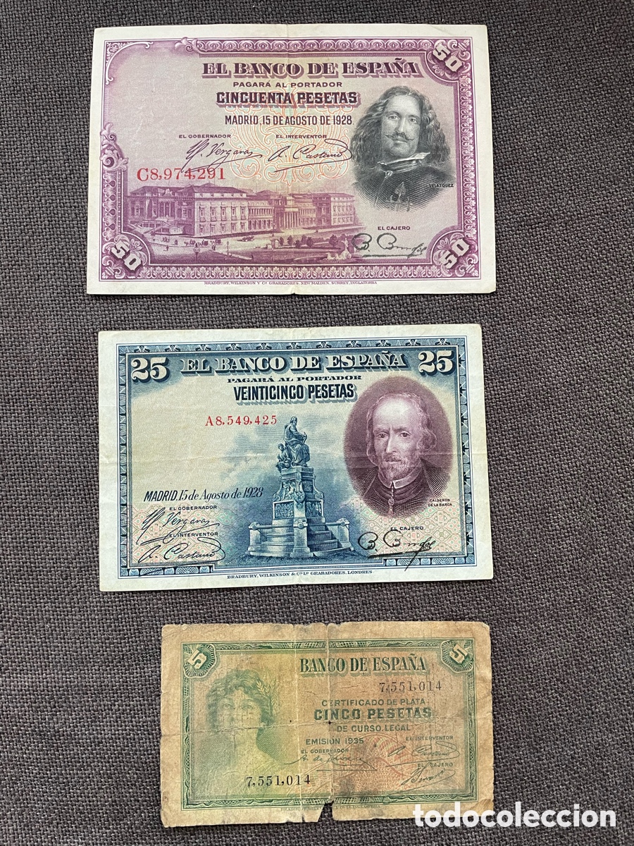 Billetes espa&ntilde;oles: Lote 3 billetes Espa&ntilde;a - Foto 1