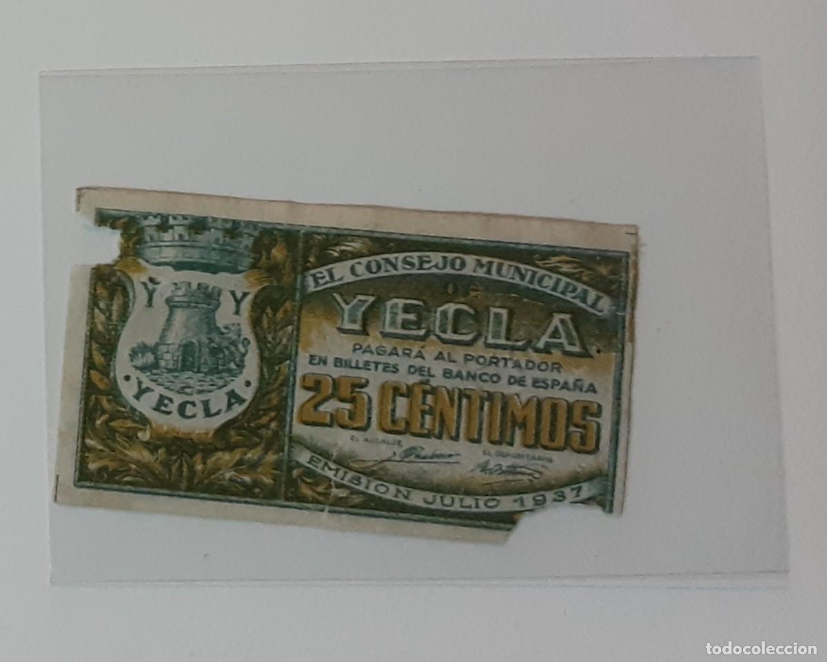 Billetes espa&ntilde;oles: Billete 25 centimos yecla 1937 - Foto 1