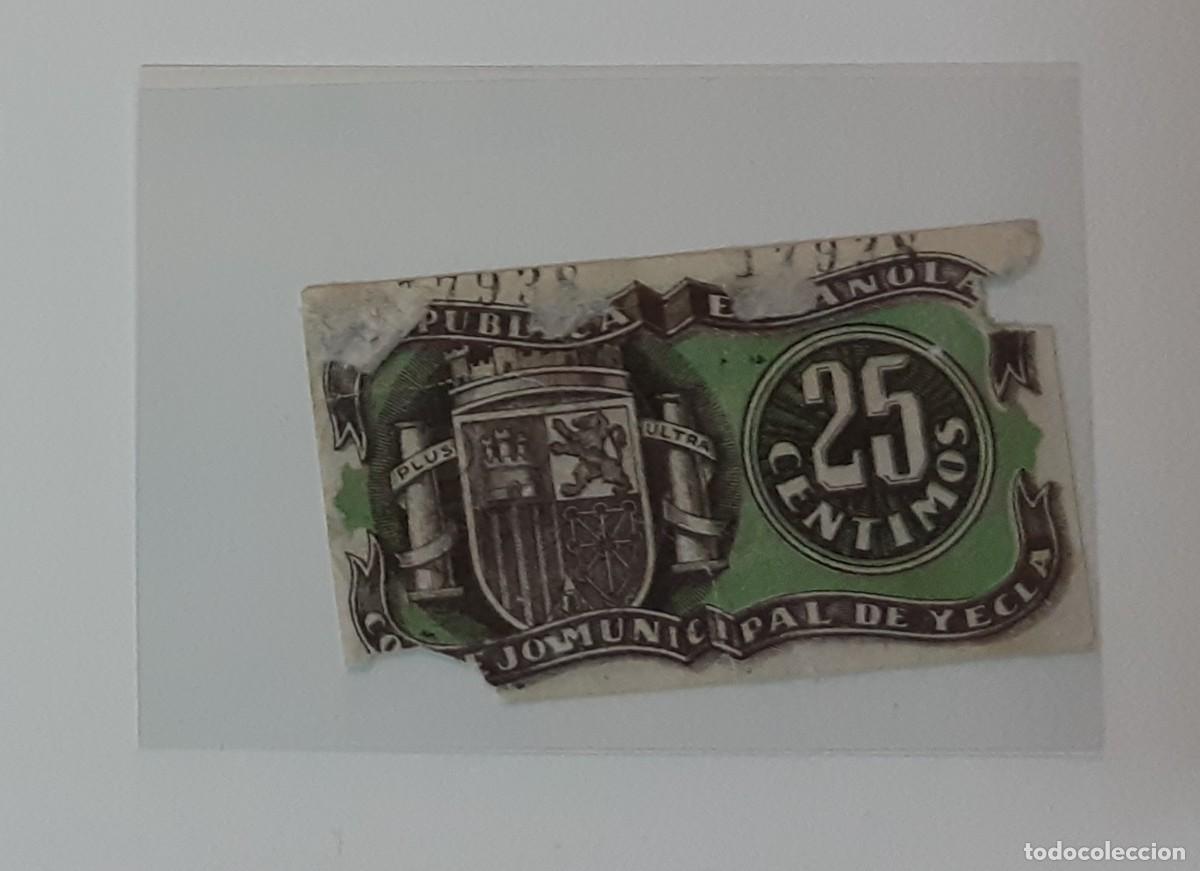 Billetes espa&ntilde;oles: Billete 25 centimos yecla 1937 - Foto 2