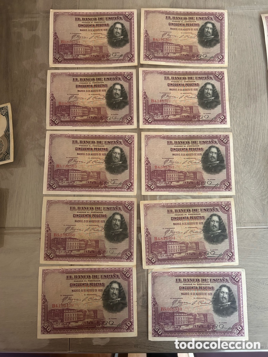 Billetes espa&ntilde;oles: 10 billetes del 15 agosto de 1928 - Foto 1