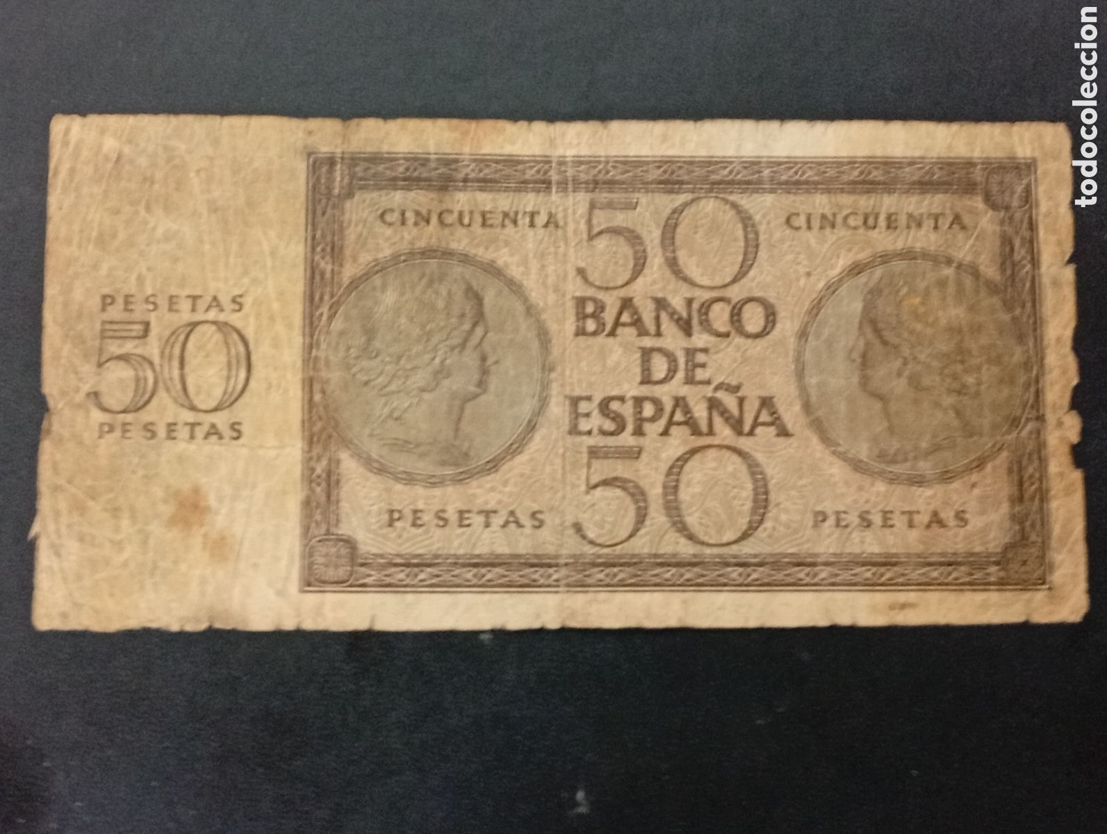 Billetes espa&ntilde;oles: Billete de 50 pesetas guerra civil 1936 Espanya
