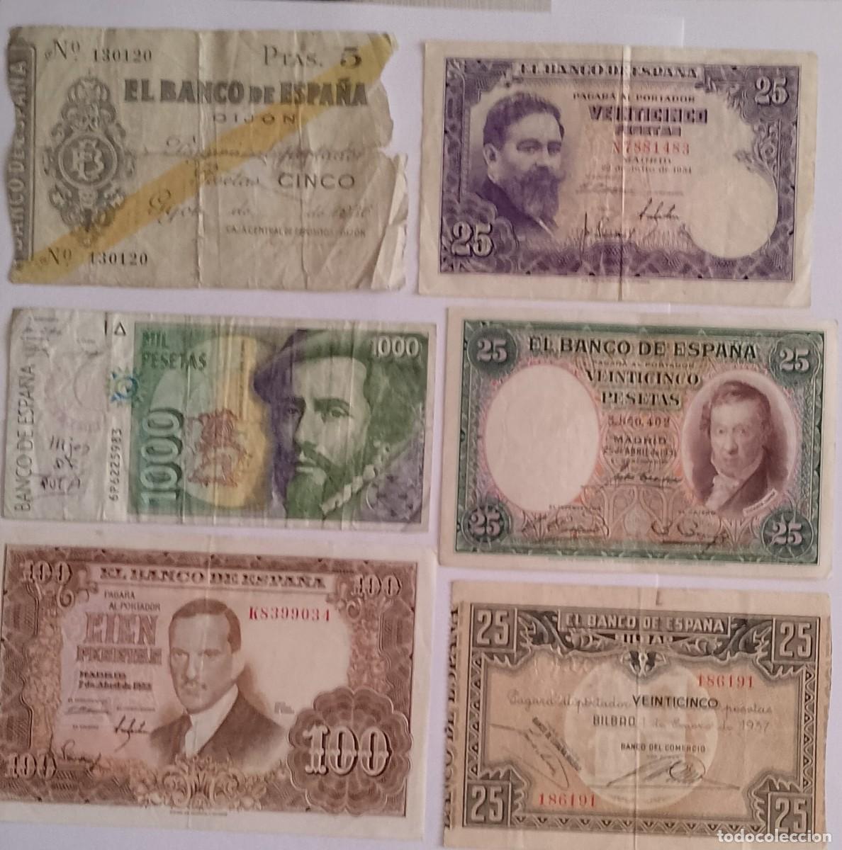 Billetes espa&ntilde;oles: LOTE DE 6 BILLETES ESPA&Ntilde;OLES - Foto 1