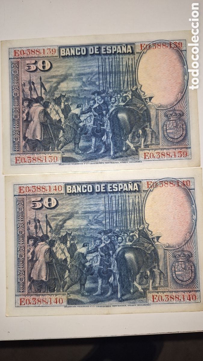 Billetes espa&ntilde;oles: Dos billetes de 50pts 1928 - Foto 2