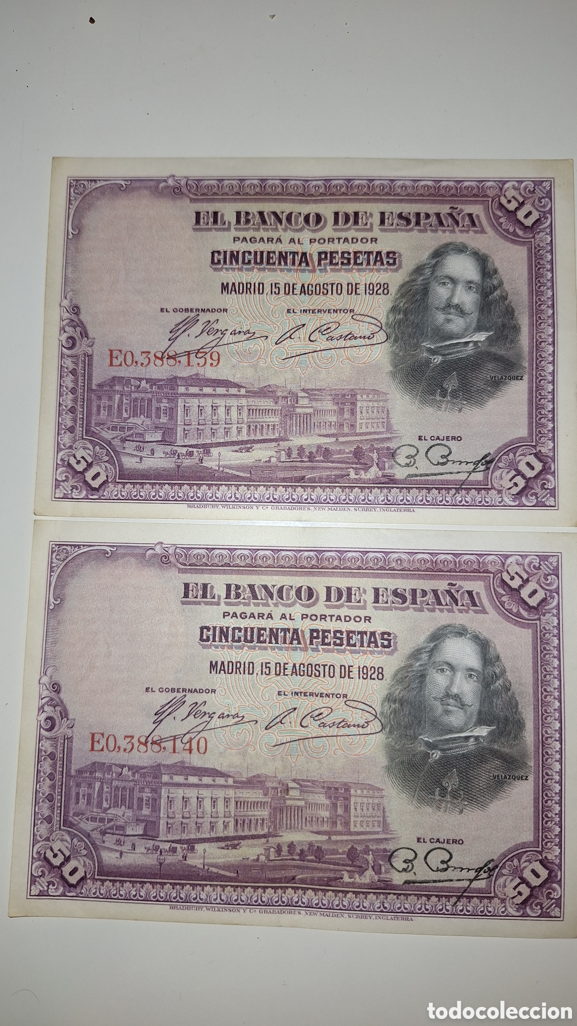 Billetes espa&ntilde;oles: Dos billetes de 50pts 1928 - Foto 1