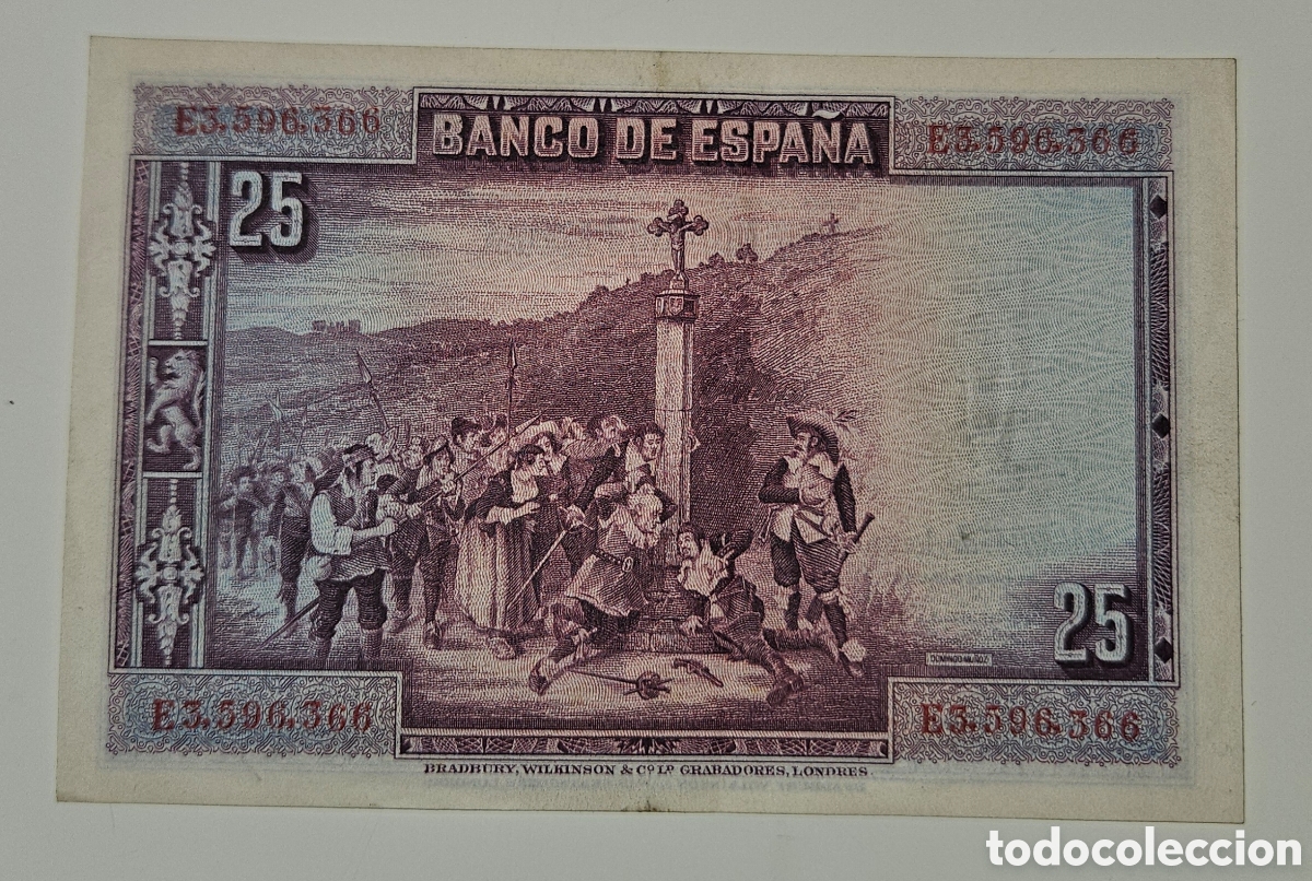 Billetes espa&ntilde;oles: Billete de 25 pesetas del 1928 - Foto 2