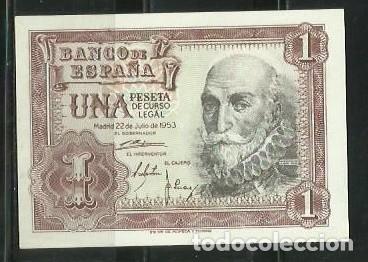 Billetes espa&ntilde;oles: BILLETE DE 1 PESETA DE 1953 - MARQUES DE SANTA CRUZ - SERIE D - SIN CIRCULAR