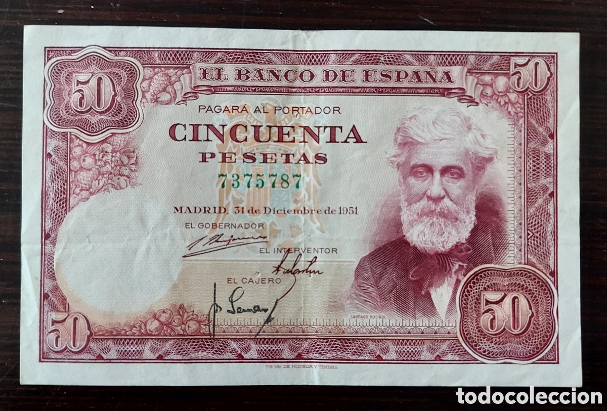 Billetes espa&ntilde;oles: BILLETE 50 PESETAS 1951 SIN SERIE MBC