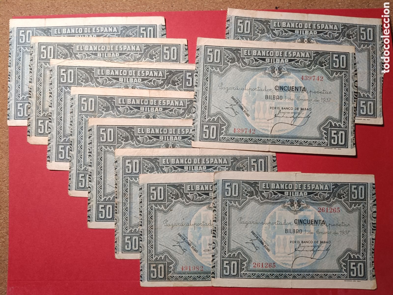 Billetes espa&ntilde;oles: Billetes 50 pesetas Bilbao 1937. Lote 10.