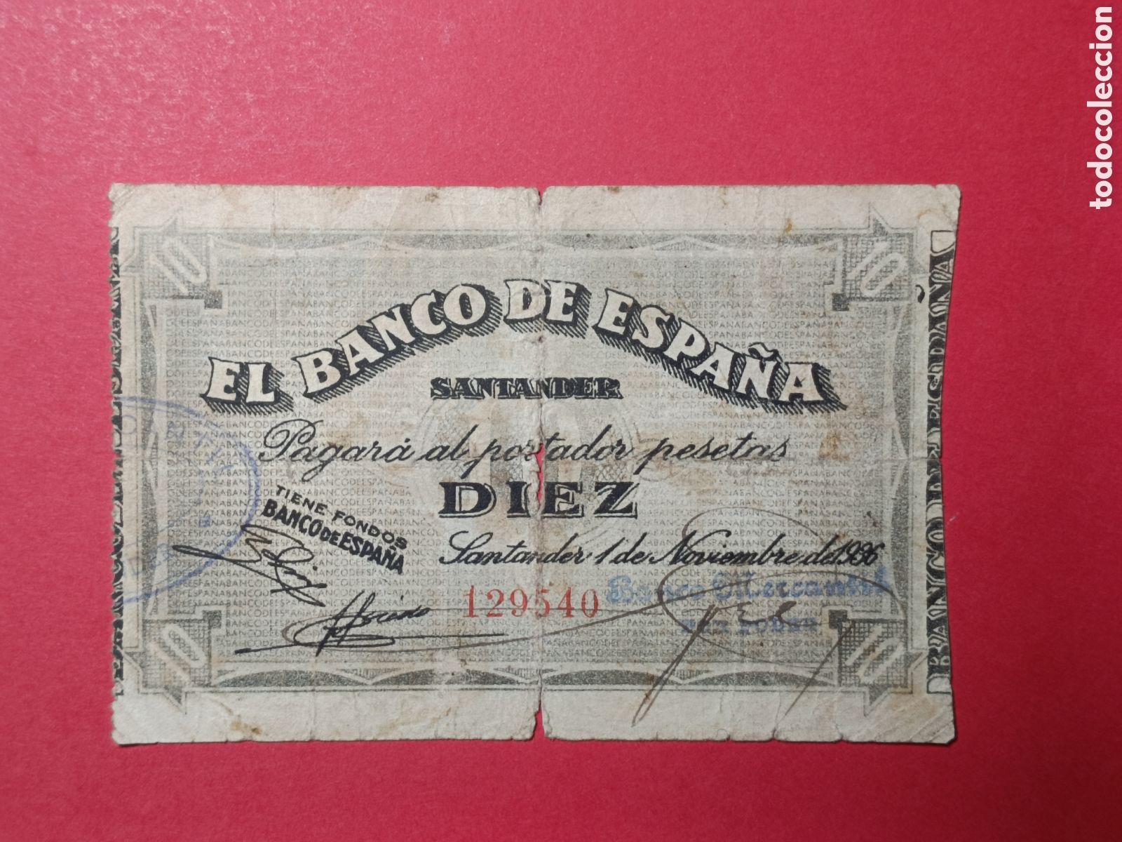 Billetes espa&ntilde;oles: Billete 25 pesetas. Santander 1936