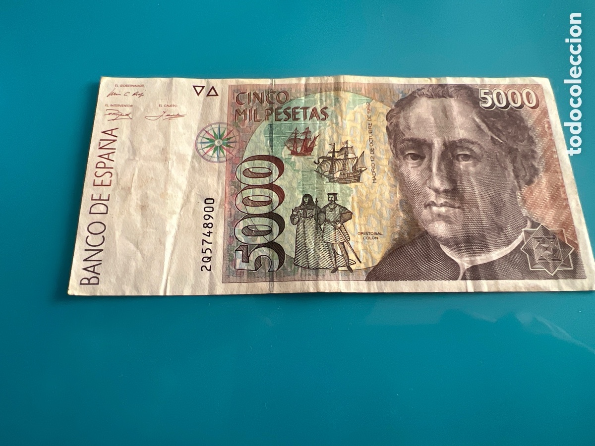 Billetes espa&ntilde;oles: Billete 5000 pesetas 1992 - Foto 1