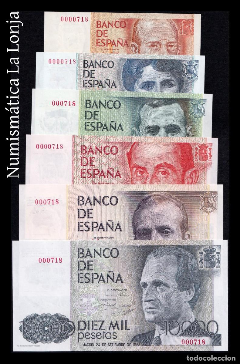 Billetes espa&ntilde;oles: Espa&ntilde;a Set Colecci&oacute;n 200-10000 Pesetas 1979-1985 Pick 156-161 Misma Numeraci&oacute;n Sc Unc