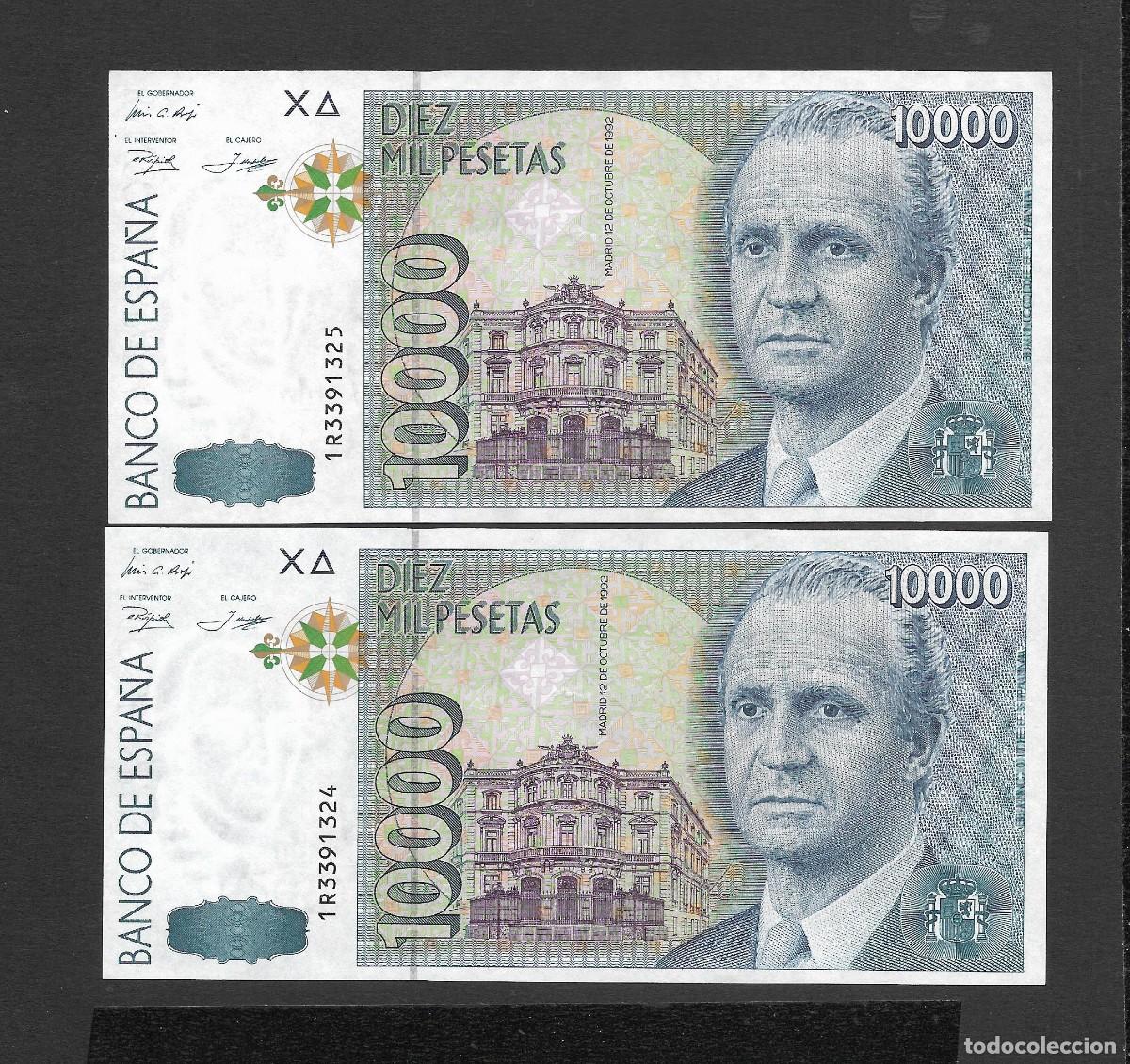 Billetes espa&ntilde;oles: PAREJA CORRELATIVA 10000 PESETAS 1992 EBC