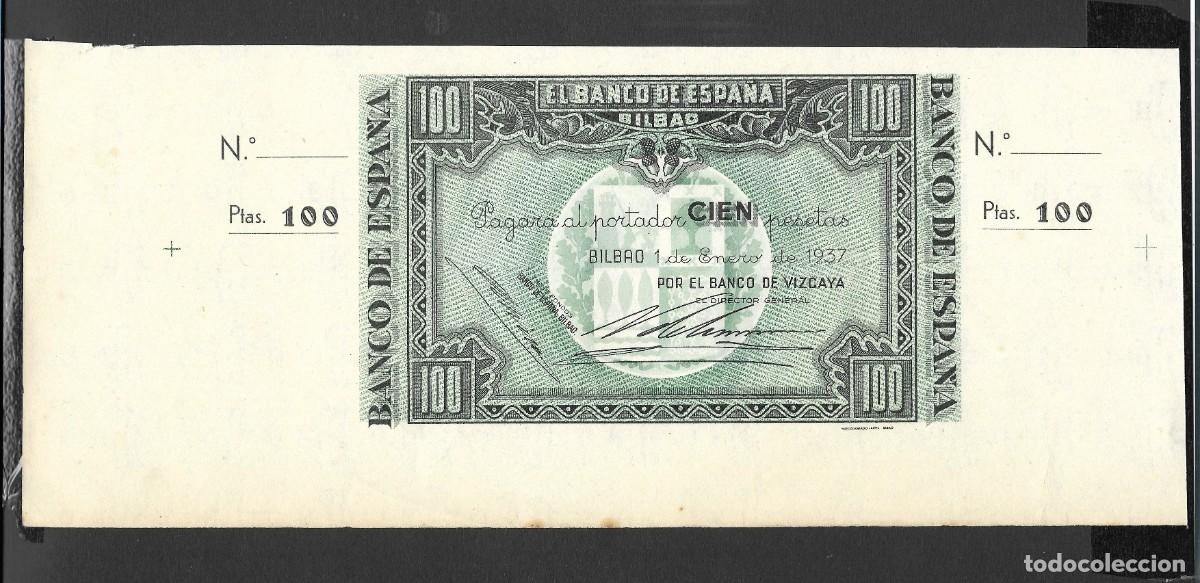 Billetes espa&ntilde;oles: 100 PESETAS 1937 BILBAO CON MATRIZ POR EL BANCO DE VIZCAYA S/C-