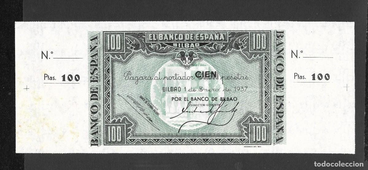 Billetes espa&ntilde;oles: 100 PESETAS 1937 BILBAO CON MATRIZ POR EL BANCO DE BILBAO S/C-