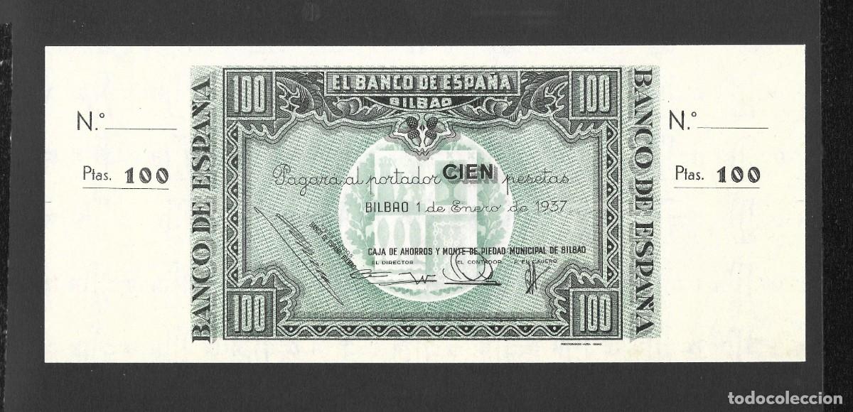 Billetes espa&ntilde;oles: 100 PESETAS 1937 BILBAO CON MATRIZ CAJA DE AHORROS Y MONTE DE PIEDAD MUNICIPAL DE BILBAO S/C-