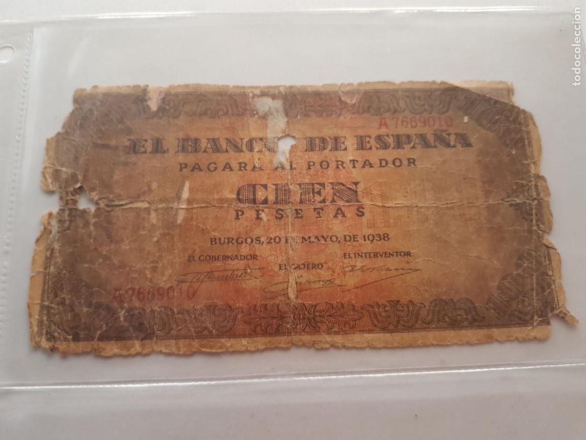 Billetes espa&ntilde;oles: ESPA&Ntilde;A-100 PESETAS-20 DE MAYO DE 1938