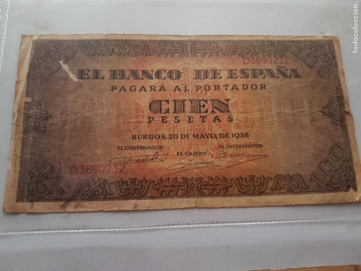 Billetes espa&ntilde;oles: ESPA&Ntilde;A-100 PESETAS-20 DE MAYO DE 1938