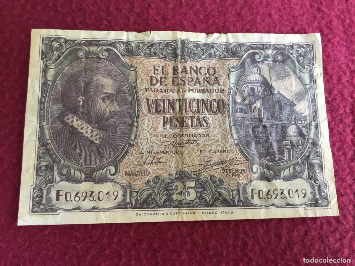 Billetes espa&ntilde;oles: BILLETE DE 25 PESETAS DEL A&Ntilde;O 1940 SERIE F - JUAN DE HERRERA - BUEN COLOR