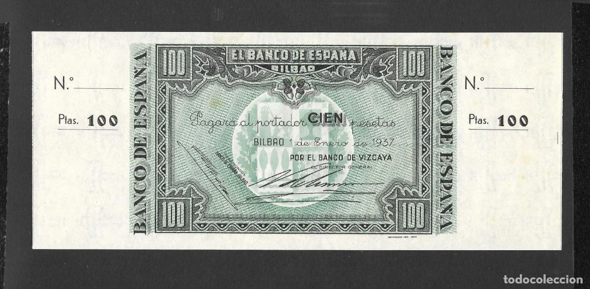 Billetes espa&ntilde;oles: 100 PESETAS 1937 BILBAO CON MATRIZ POR EL BANCO DE VIZCAYA S/C-
