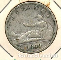 Billetes espa&ntilde;oles: GOBIERNO PROVISIONAL DOS PESETAS 1869 SNM PLATA