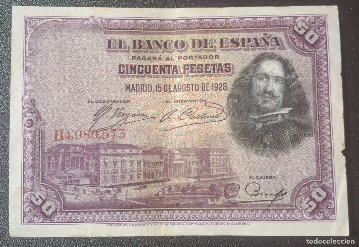 Billetes espa&ntilde;oles: ESPA&Ntilde;A 50 Pesetas 1928 Pick-75a.1 (MBC-)